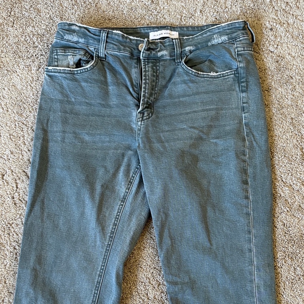 Flying Monkey Grayish Green Straight Leg Jeans 30petite